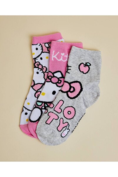 R&B Multi Girl's 3 Pack Hello Kitty Ankle Socks