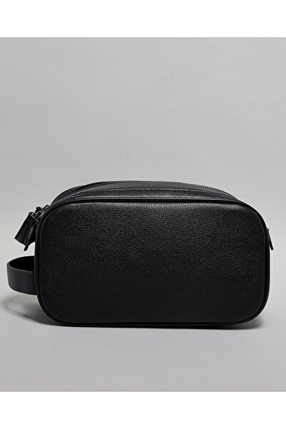 R&B حقيبة سفر رجالية سوداء اللون ذات ملمس مميز