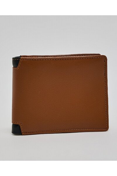 R&B Tan Men's Textured Bi-Fold Wallet