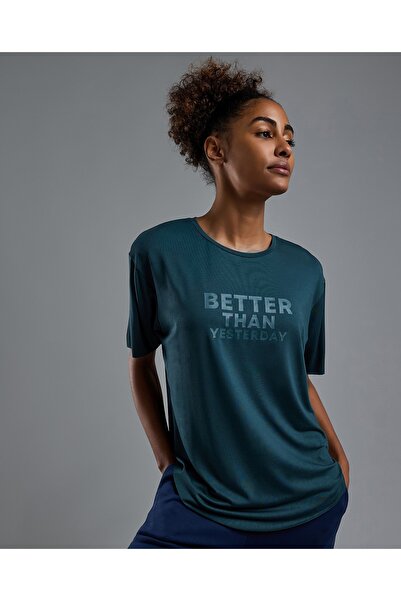 R&B Typography Print Active T-Shirt with Crew Neck and Short Sleeves