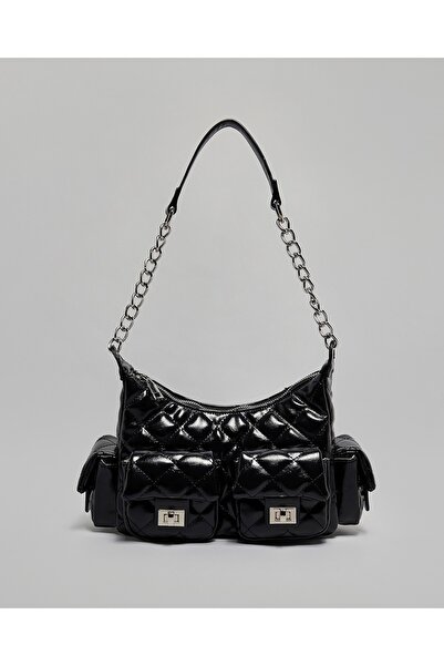 R&B Black Women's Quilted Shoulder Bag