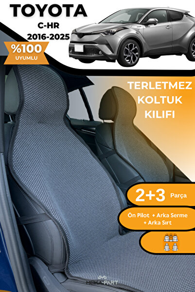 TREND Anti-Sweat Car Seat Protector Cover 100% Cotton 5-Piece Full Set Smoked Toyota C-Hr