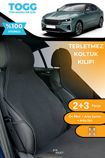 TREND Anti-Sweat Car Seat Protector Cover 100% Cotton 5-Piece Full Set Black Togg T10F