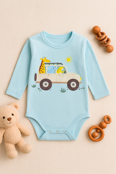 SVART WEAR Cute Baby Bodysuit with Printed Text and Snap Fasteners