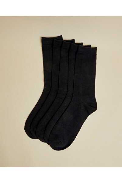 R&B جوارب رجالية سوداء سادة (عبوة من 5 قطع)