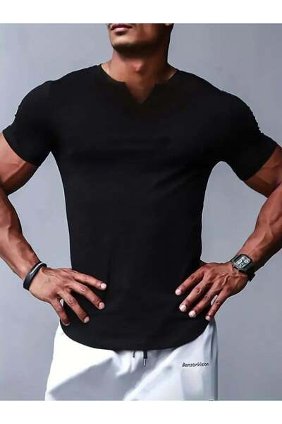 Modayakamoz Men's Short Sleeve V Neck Single Jersey T-Shirt