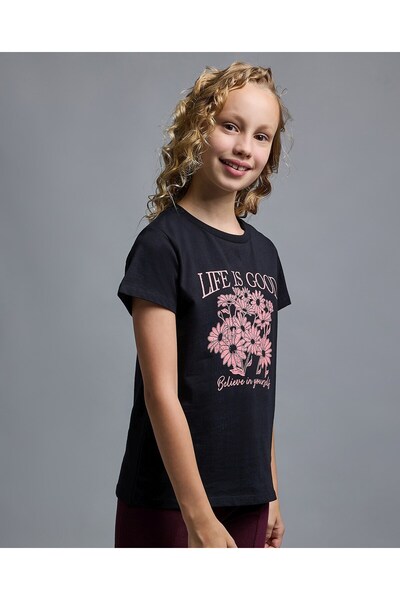 R&B Printed T-Shirt with Crew Neck and Short Sleeves