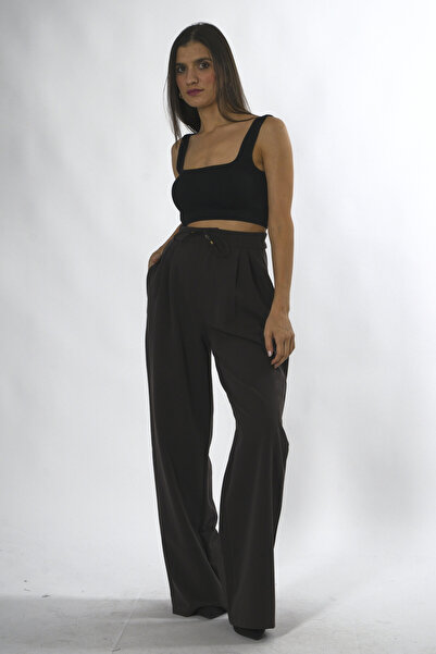 ABBRA Women's Lace-Up Palazzo Trousers