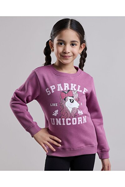 R&B سويت شيرت مطبوع برقبة دائرية وأكمام طويلة