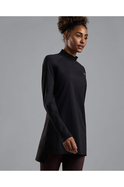 R&B Typography Print Active Top with Crew Neck and Long Sleeves