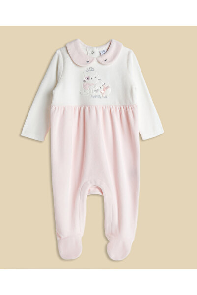 R&B Pink Girl's Color Block Footed Sleepsuit