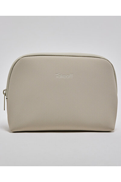 R&B Beige Women's Textured Toiletry Pouch