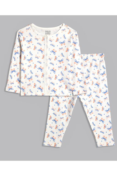 R&B طقم بلوزة وبنطال مطبوع متعددة للبنات