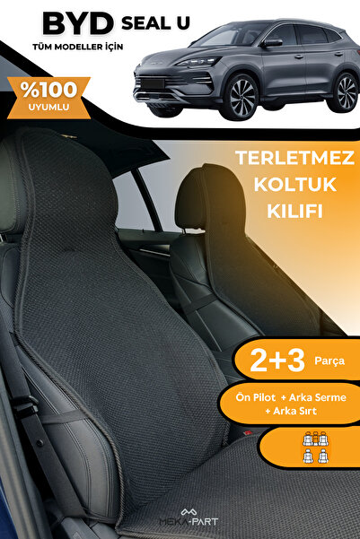 TREND Terletmez Oto Koltuk Koruyucu Kılıf %100 Pamuk 5 li Tam Set Siyah BYD Seal U