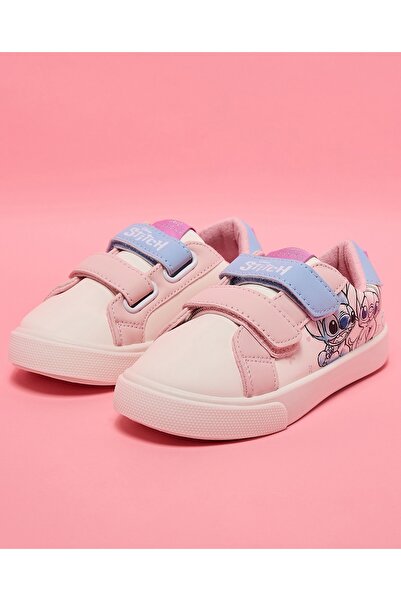 R&B White Girl's Stitch Print Velcro Sneakers