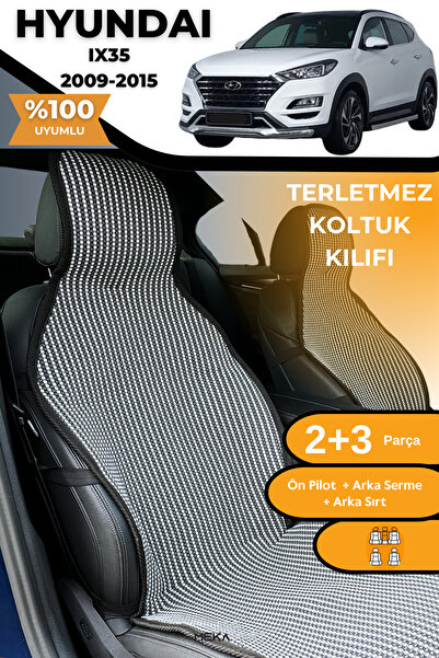 TREND Anti-Sweat Car Seat Protector Cover 100% Cotton 5-Piece Full Set Smoked White Hyundai Ix35