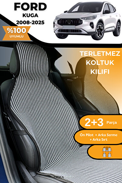 TREND Anti-Sweat Car Seat Protector Cover 100% Cotton 5-Piece Full Set Smoked White Ford Kuga