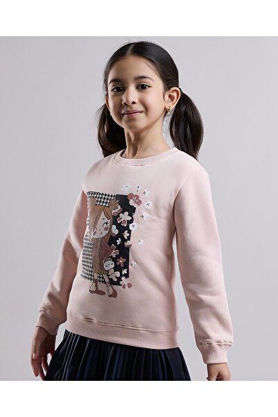 R&B Printed Sweatshirt with Crew Neck and Long Sleeves