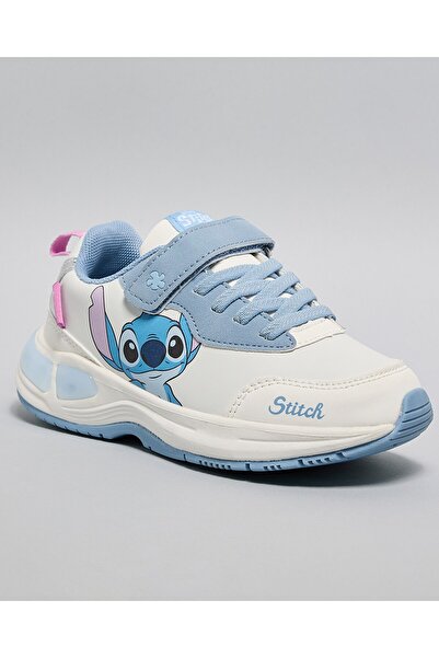 R&B White Girl's Stitch Print Velcro Sneakers