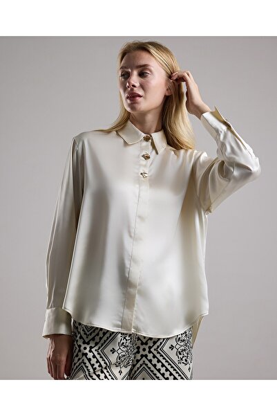 R&B Solid Shirt with Classic Collar and Long Sleeves