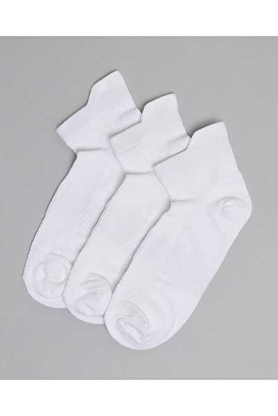 R&B جوارب كاحل سادة للنساء باللون الأبيض، عبوة من 3 قطع