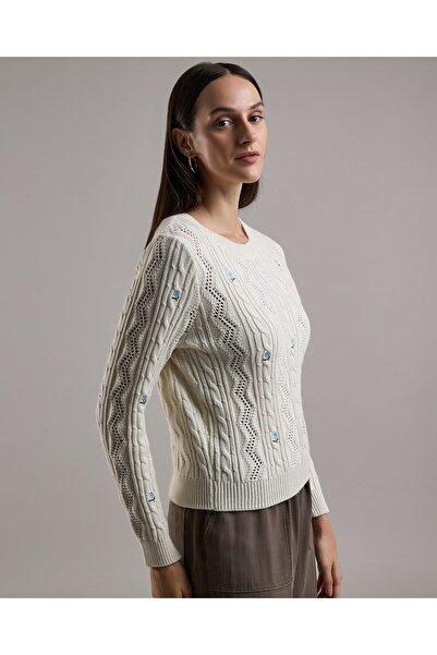 R&B Embroidered Sweater with Crew Neck and Long Sleeves