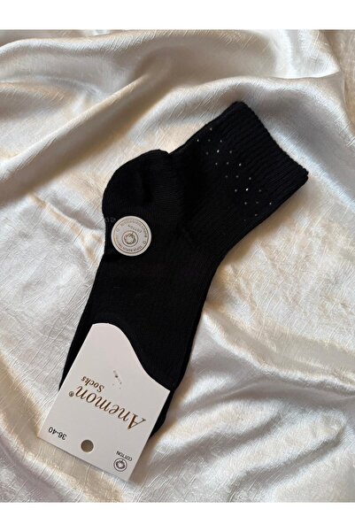 MİNETTE SİYAH KADIN TAŞLI ÇORAP