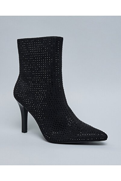 R&B Embellished Pointed Toe Heeled Ankle Boots