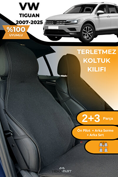 TREND Terletmez Oto Koltuk Koruyucu Kılıf %100 Pamuk 5 li Tam Set Siyah VW Tiguan