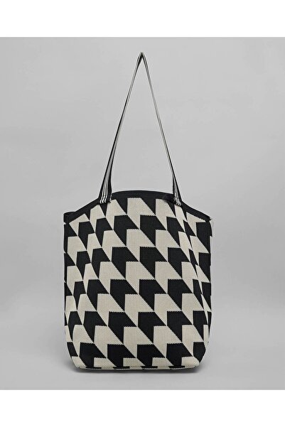 R&B حقيبة كتف نسائية سوداء منقوشة