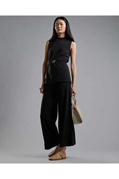 R&B Solid Knit Pants with Elastic Waist