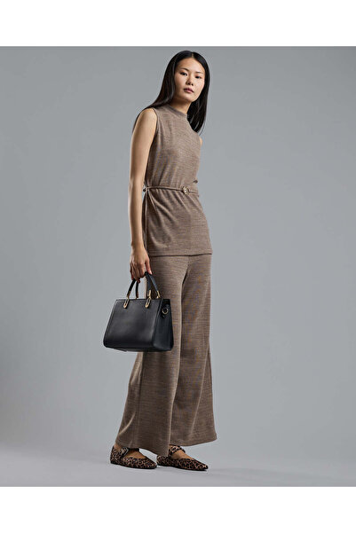 R&B Solid Knit Pants with Elastic Waist