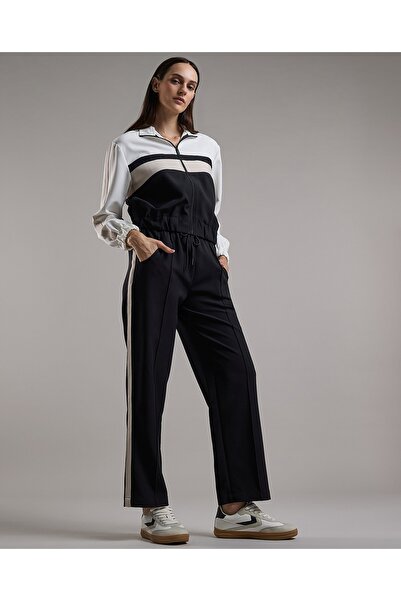 R&B Stripe Detail Wide Leg Sweatpants with Drawstring Waist