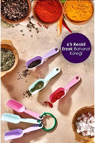 Silkyreal Mini Boy 6'lı Renkli Ölçek Kaşığı | Baharat Küreği Baharat Kaşığı Mini