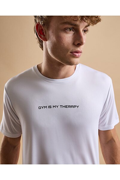 R&B Typography Active T-Shirt with Crew Neck and Short Sleeves