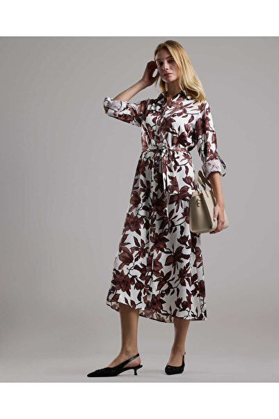 R&B فستان قميص مطبوع بأكمام طويلة