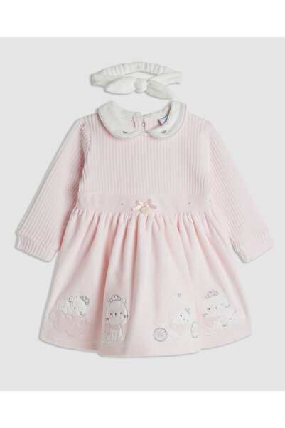 R&B فستان واسع من الأسفل بتصميم ياقة مزينة بالتطريز مع عصابة رأس