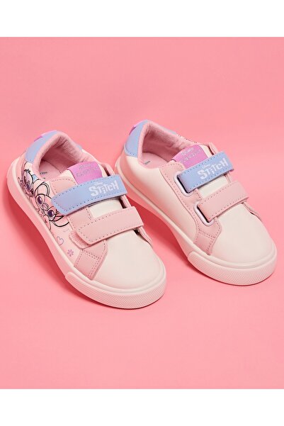 R&B White Girl's Stitch Print Velcro Sneakers