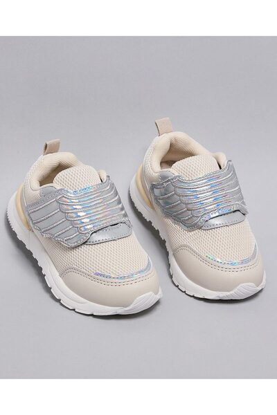 R&B White GIrl Textured Velcro Shoes