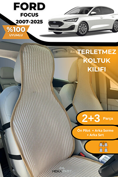 TREND Anti-Sweat Car Seat Protector Cover 100% Cotton 5-Piece Full Set Cream Ford Focus 2 3 4 5