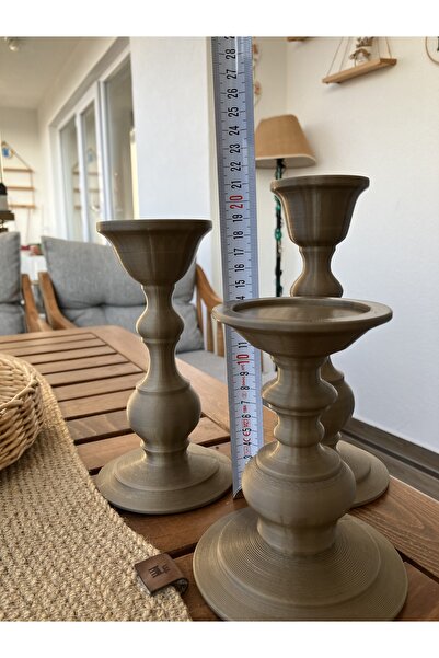 Bumya3duretim Büyük Boy Şamdan Set BRONZ GOLD renk