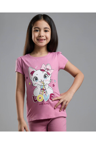 R&B تي شيرت مطبوع برقبة دائرية وأكمام قصيرة