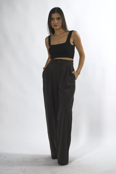 ABBRA Women's Lace-Up Palazzo Trousers