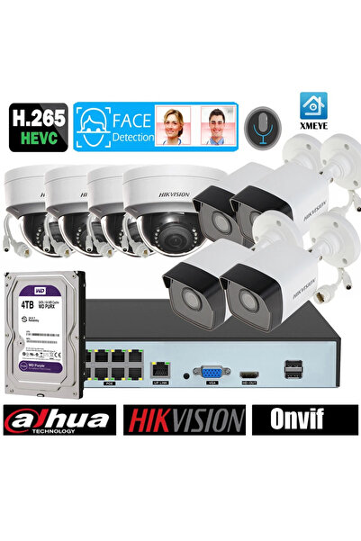 Hikvision Hikvision IP surveillance camera set: 4 outdoor cameras, 4 indoor cameras, 6MP