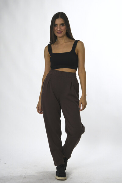 ABBRA Women's Elastic Waistband Pleated Sweatpants