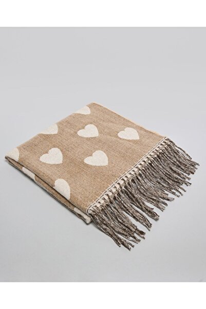 R&B Beige Women's Heart Patterned Scarf