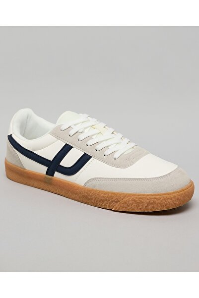 R&B Ivory Men's Color Block Lace Up Sneakers