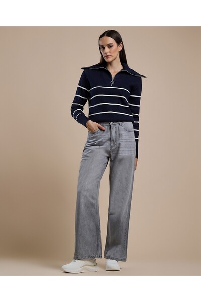 R&B Faded Baggy Jeans with Button Closure