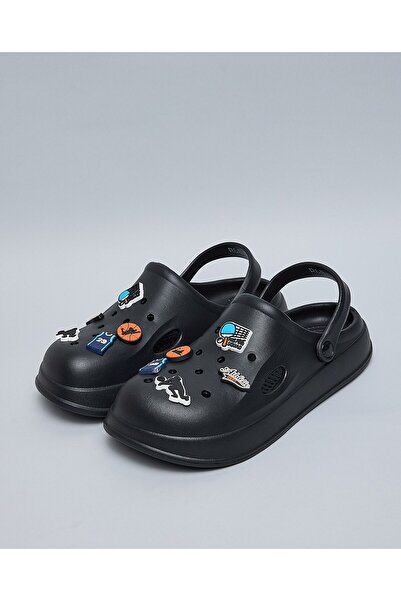 R&B Black Men's Charm Detail Slingback Clogs