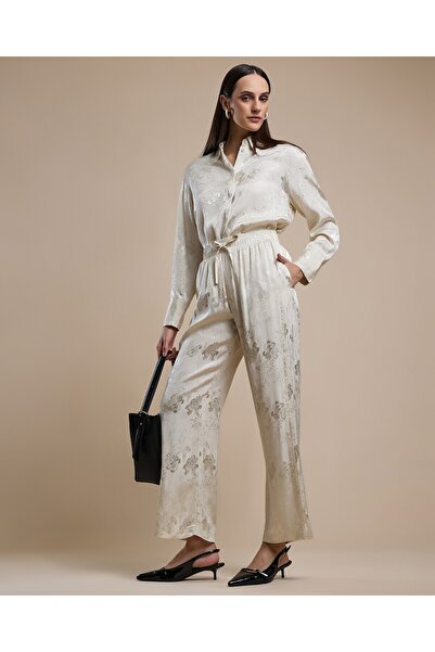 R&B Self Design Pants with Drawstring Waist